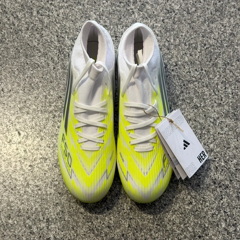 Adidas F50 Spark Fushion League Soccer Cleats Womens 8.5 FG AG JP8350 White - Picture 2 of 5